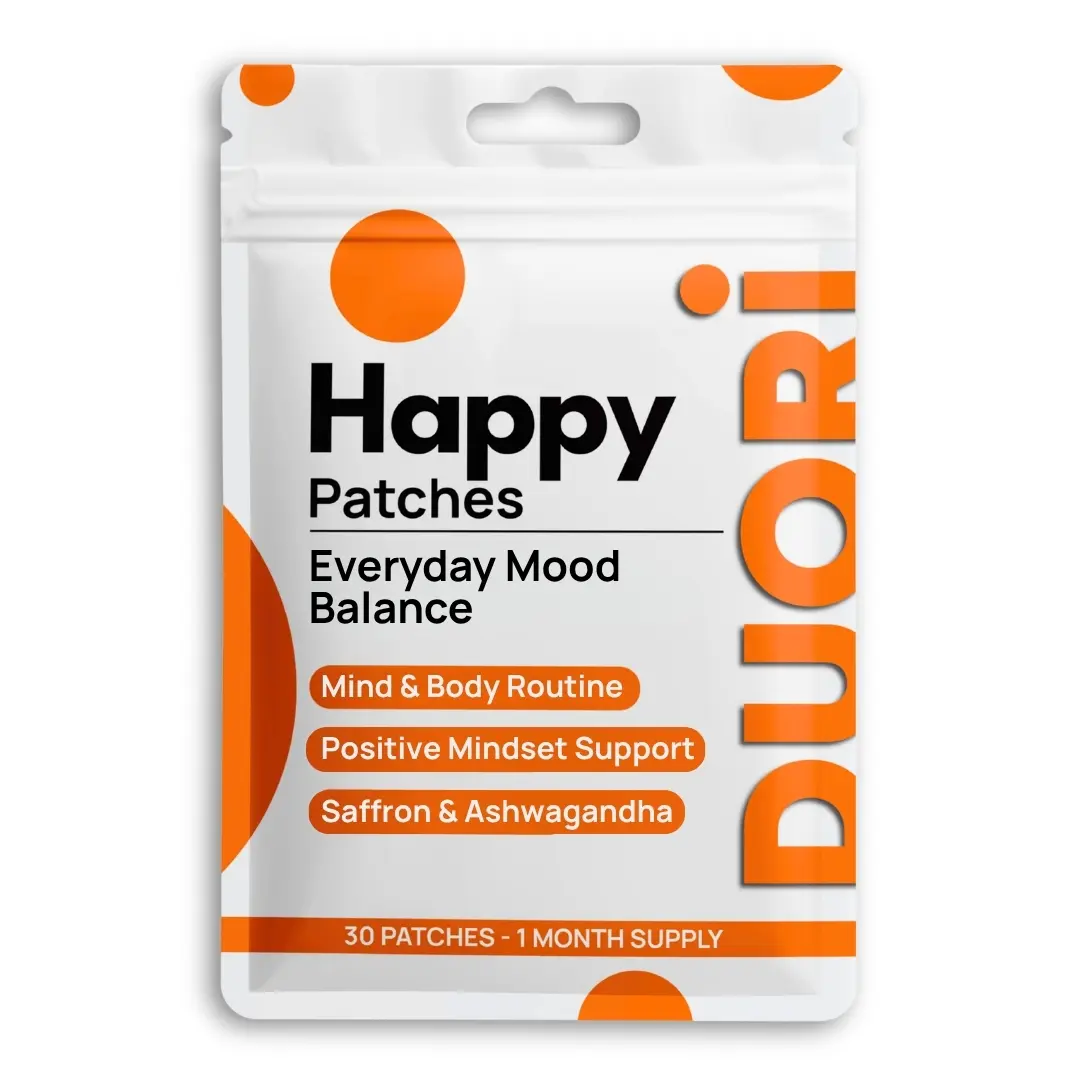 Happy Patches - Mood & Stress Relief 5-HTP - Ashwagandha - Mucuna Pruriens - B6 & B12 - Vegan & Natural - 30 Patches