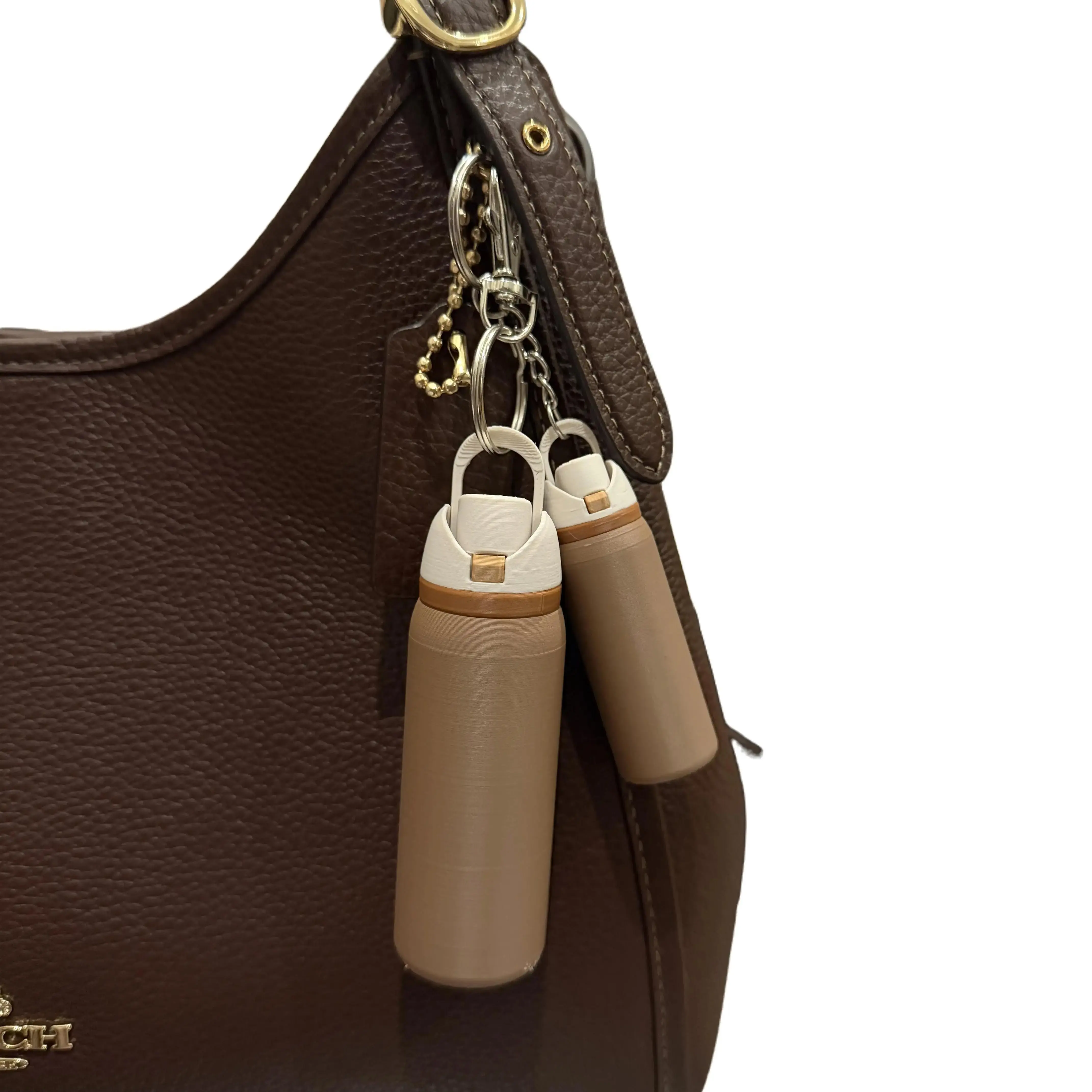 Mini Water Bottle Keychain Set, Cute 3D-Printed Small Essentials Holder, Novelty Pill Case & Bag Charm for Gifts