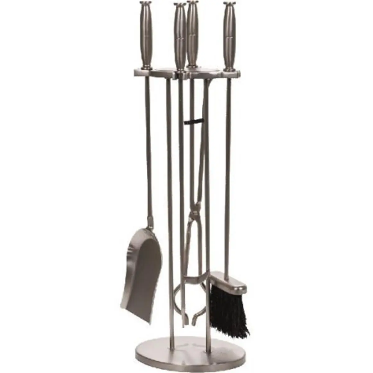 212 MAIN Traditional 5-Piece Steel Dagan 7632 Fireplace Tool Set - Pewter Finish, 28 in Stand, Includes Brush, Shovel, Poker, for Fireplace Cleaning