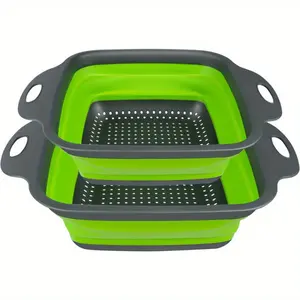 2pcs Foldable Funnel Set, Kitchen Foldable Filter, Silicone Filter & Funnel, Food Filtering for Noodles Vegetables Fruits, Kitchen Essential