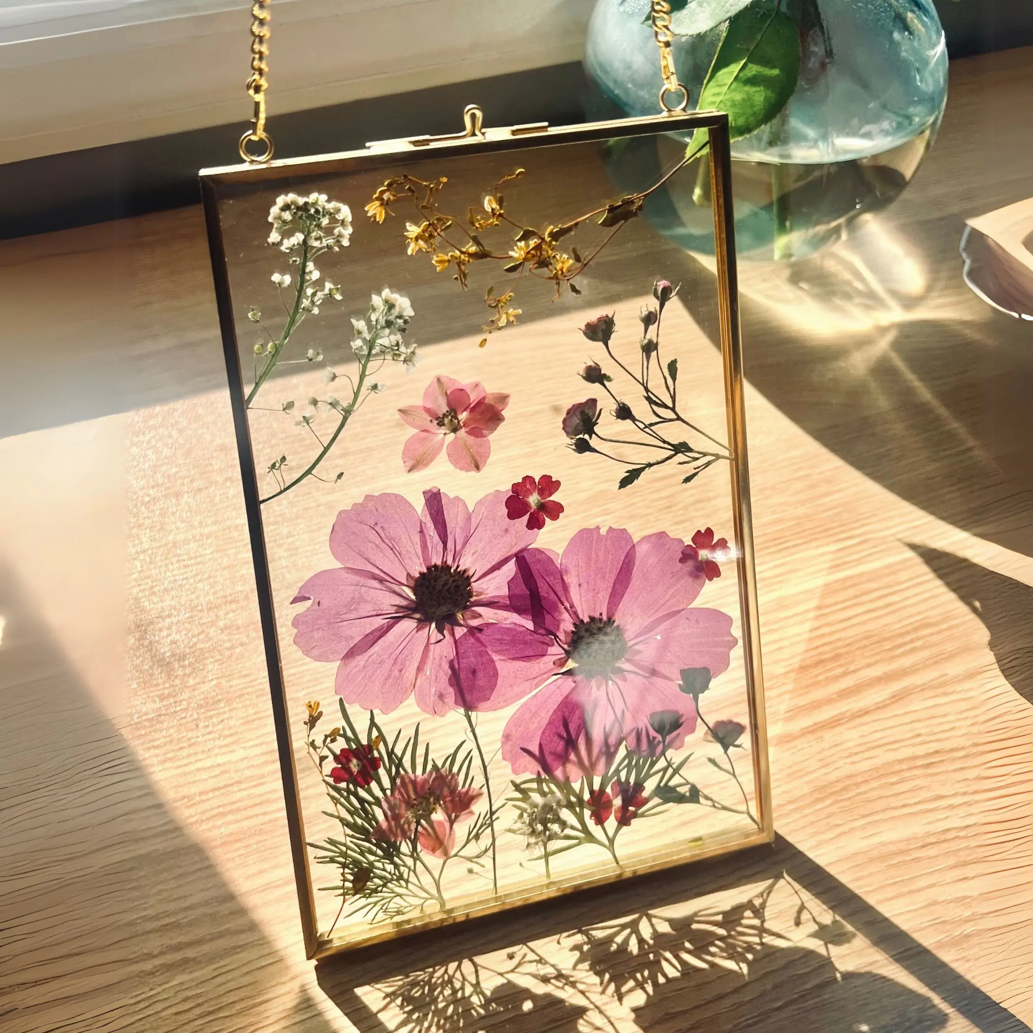 DIY Pressed Flower Art Frame Kit with Glass Metal Frame, Everything you need to create custom dried flower artwork