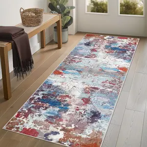 GARVEE Modern Abstract Runner Rug - 2x6 Washable Hallway Rug Runner Neutral Modern Soft Bedoom Carpet, Non-Slip Low Pile Contemporary Accent Mats for Kitchen Nursery Laundry Room Multi