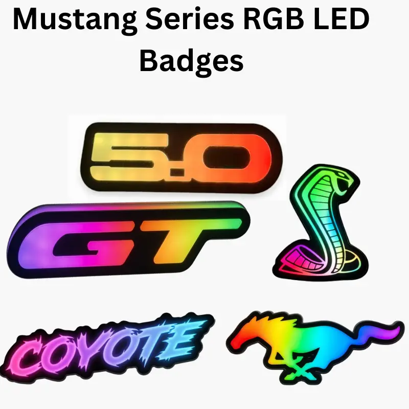 Ford Mustang RGB LED Emblem Badge Decoration –Ecoboost, 5.0, GT, Shelby, Coyote (Fits Mustangs &More)
