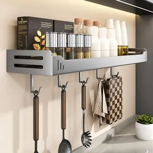A summary of multi-functional household wall-mounted storage and seasoning rack products for kitchen shelves Organiser kitchen gadgets kitchen  gadgets Decor Adjustable Hooks