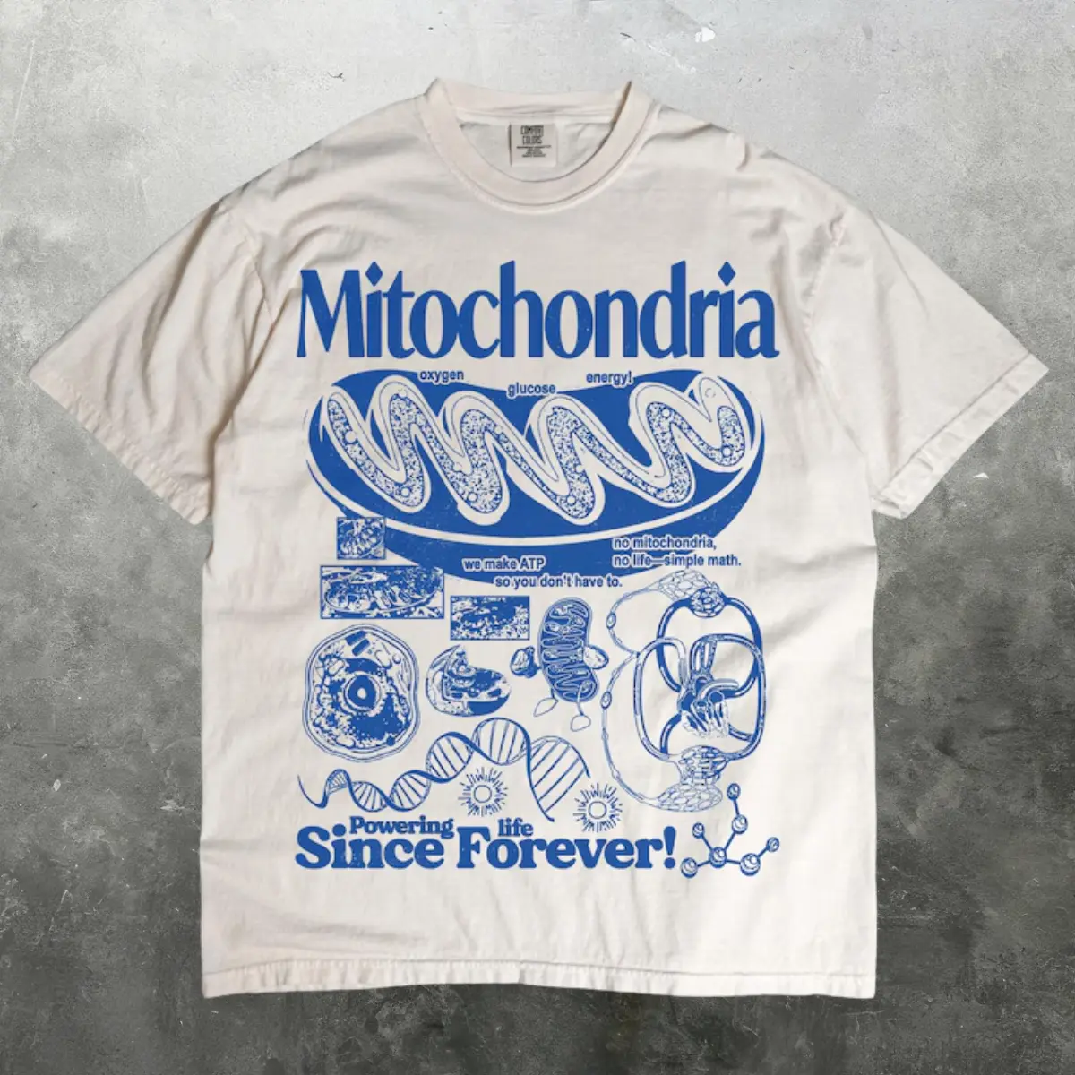 Mitochondria Vintage Science Comfort Colors T-Shirt, Retro Biology Graphic Tee, 90s Academic Cell Diagram Shirt, Geek Lab Humor Top, STEM Learning Gift, unique gift, graphic t-shirts, men's clothing clothes merch, Gift For Him & Her