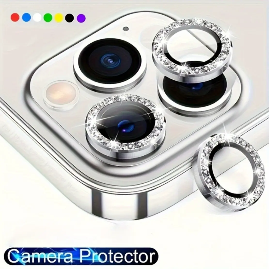 Glitter Crystal Metal Aesthetic Protective Camera Protector  For iPhone 17/17Air/17 Pro/17 Pro Max IPhone 12 Mini, 3PCS/Set Lens Protection Glass Accessories Cellphone Smartphone Cover Phone Accessory Compatible