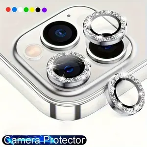 Glitter Crystal Metal Aesthetic Camera Protector  For iPhone 17/1 7Air/17 Pro/17 Pro Max IPhone 12 Mini, 3PCS/Set Lens Protection Glass