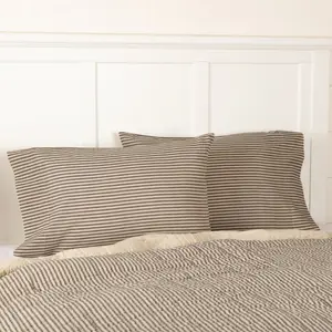 Farmstead Charcoal Ticking Stripe Pillow Cases