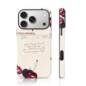 Elegant Watercolor Cherry Aesthetic Vibe Design Fashion Phone Case Full Body Protection for iPhone 17 Pro Max/16 Pro Max /15Pro Max 15/14/13/12 & Samsung S26 /S25Ultra Cute Phone Case