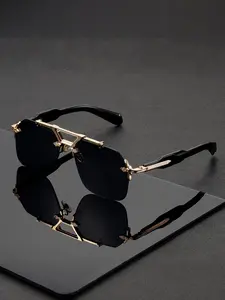 Men's Metal Frame Sunglasses, Large Beam Design, Luxury Driving Style, Street Photography Trendy Look, All-Season Wear, Tinted Lenses Sunglasses