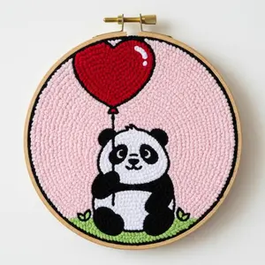 DIY Punch Needle Kits for Beginners with Hoop Punch Needle Starter Craft Embroidery Set Easy for Adults and Children Festival Gift and Decoration 20x20cm