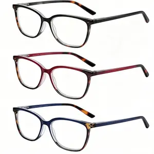 ZENOTTIC 【3 Pack Bluelight Glasses】Cat Eye Anti Blue Light Eyeglasses Women TR90 Lightweight Glasses Frame Vintage Tortoise Eyewear For Face Slimming Daily Wear Optional