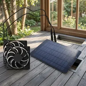 Solar Dual Fan Ventilation System, Waterproof & Silent Greenhouse Chicken Coop Cooling, Multi-Scenario Air Circulation Cooler for Sheds, RVs, Warehouses, Energy-Saving Battery-Free Fan, Portable Outdoor Indoor Cooling Ventilation Fan