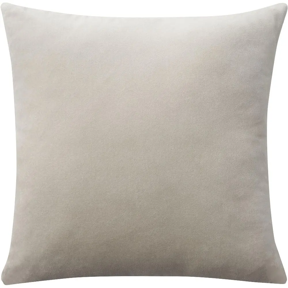 Mina Victory Sofia Handmade Cotton Double-Sided Solid Velvet Indoor Throw Pillow, 20 X 20", Gray