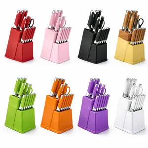 13-Piece Kitchen Knife Set with Block – Razor Sharp Stainless Steel Knives, Chef Knife, Slicer, Bread Knife, Utility & Steak Knives, Ergonomic Anti-Slip Handle, Space Saving Knife Holder, Ideal for Home & Restaurant Use