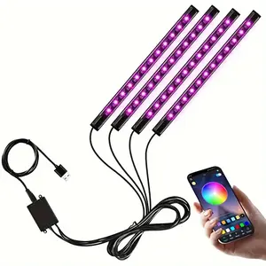 48 Lights RGB Car Interior LED Strip Light with APP Control(No Remote) Music Sync Mode Foot Ambient Light Under Dashboard Double Row Design for Auto Truck ATV UTV
