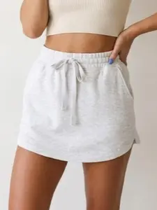 Women's Athletic Tennis Skirt with Pockets High Waisted French Terry Golf Skort Casual Running Sweat Skirt Activewear