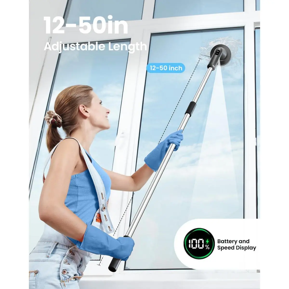 Leebein Cordless Electric Spin Scrubber 2026 Upgraded - IPX7 Water Resistant, 7 Brush Heads, Extendable Long Handle for Extended Reach, Spin Scrubbing for Bathtub, Floor (Household Electric Cleaning Appliance), Households