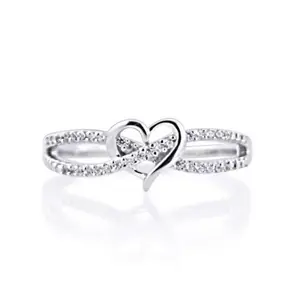 1 PC Silver Heart Cross Stacking Promise Ring Delicate Forever Ring
