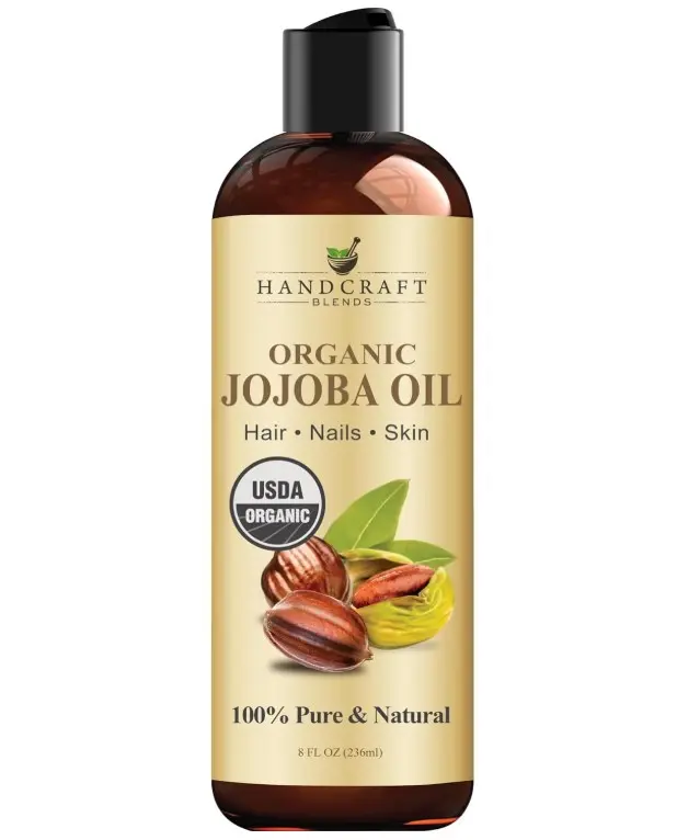 Handcraft Blends USDA Organic Jojoba Oil | Cold-Pressed | 8 Fl Oz | 100% Pure & Natural | for Hair, Skin & Face | Premium Grade Carrier Oil | for Massage & Aromatherapy | Hexane-Free