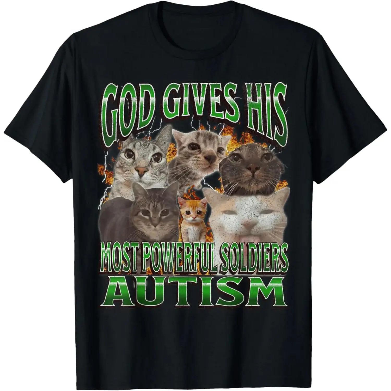 Cotton Casual Gift Tee Featuring Funny Autism Cat Meme Design Comfortable Streetwear Menswear Apparel