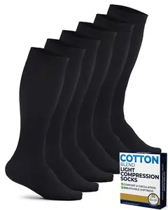 Pembrook Cotton Knee High Compression Socks for Men 3 Pairs 8-15 mmHg Light Support Comfort and Fatigue Relief Black
