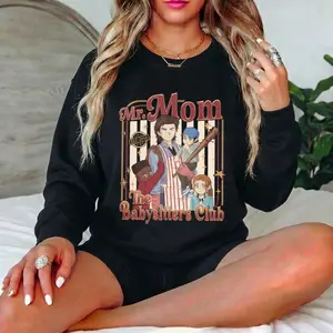 Mr. Mom The Babysitters Club Graphic Crewneck Sweatshirt for Women Retro 90s Anime Design Oversized Pullover Vintage Bootleg Style Casual Fleece Jumper Aesthetic Streetwear Top