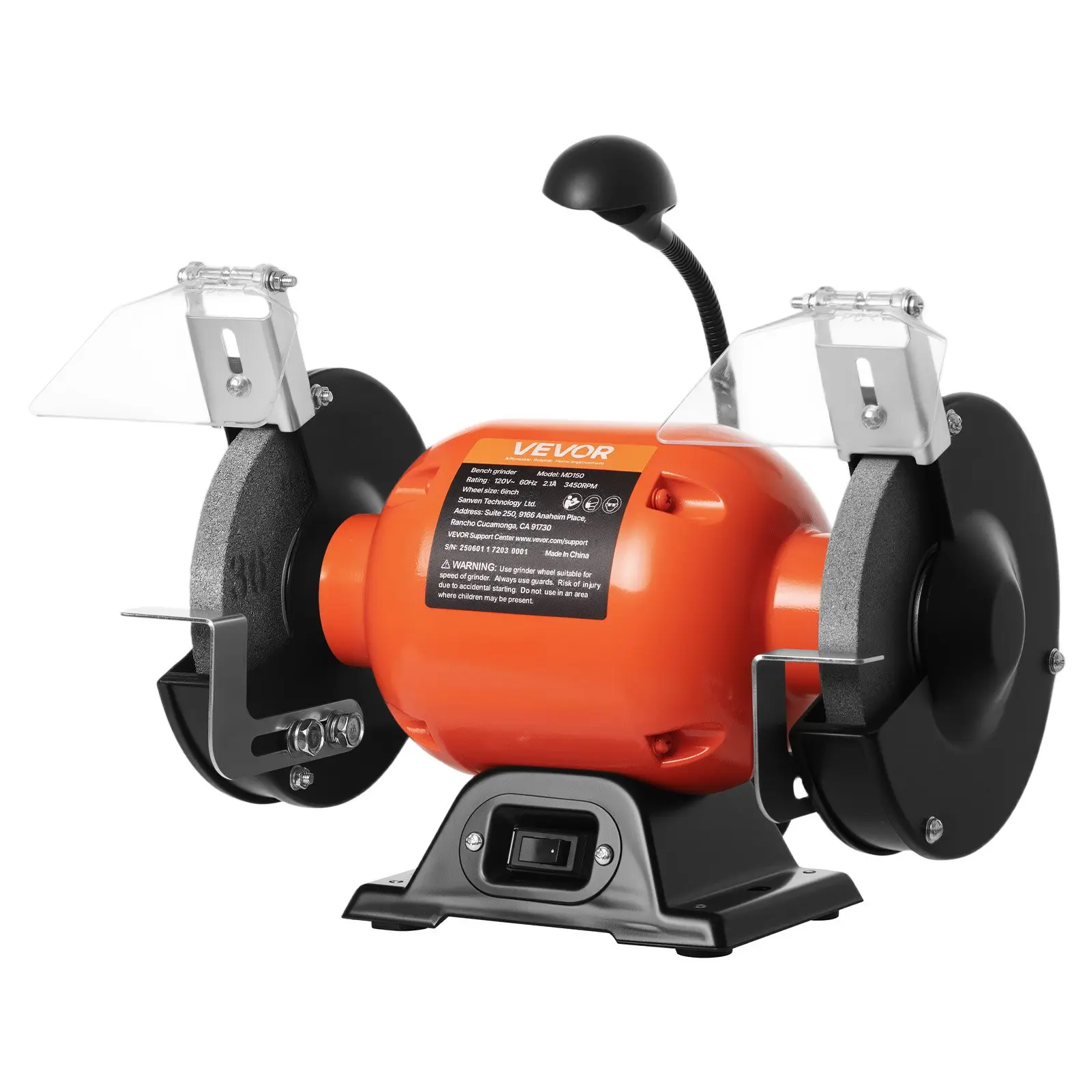 【DealsForYouDays】VEVOR Bench Grinder, 6-inch Single Speed Bench Grinder, 3450RPM High-Speed Table Grinders with 250W 2.1A Induction Motor, 36/60-Grit Grinding Wheels & LED Work Light for Fast Sharpening GrindingSummervibes Tool