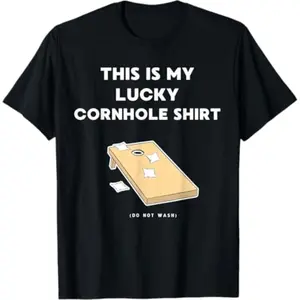 Cotton Funny Lucky Cornhole T-Shirt | Corn Hole Xmas Gift Ideas T-Shirt