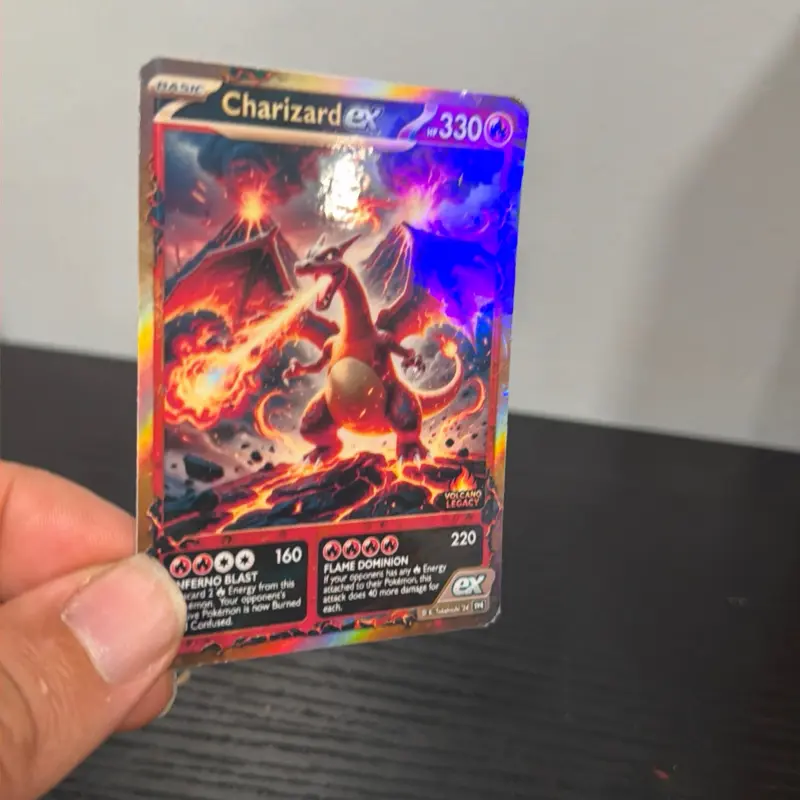 Custom Shiny Charizard Pokémon Card – Holo Double-Sided + Sleeve Protector