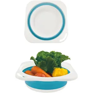 Portable Collapsible Wash Basin, Foldable Dish Tub Space-Saving for Kitchen, Camping, Travel, Laundry, Bottles (Blue 1 Pack)