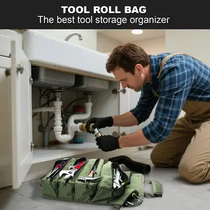 Tool Roll Bag – Portable Roll Up Organizer, Heavy Duty, Detachable Pouches, Waterproof Tool Storage for Men, Mechanics