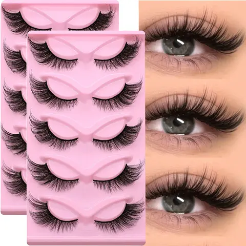 Cat Eye Lashes Fluffy Synthetic Faux Lash, Artificial Lashes, 10 Pairs/2 Pack, False Eyelash Set, Winged Fake Eyelashes, Natural Look Cosmetic, Long False Eyelashes for Makeup