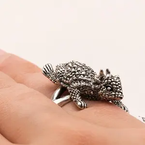 SOMS 925 sterling silver Horned toad adjustable ring