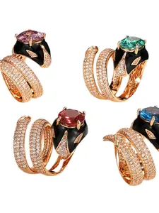 New Jewelry European Style Simulated Color Stone Fashion Exaggerated Rhinestone Ballerina Ring 10x12, Metal Plated Gold, Daily Wear