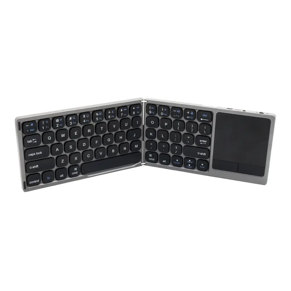 Foldable Bluetooth Keyboard for Tablets, Mobile Phones, Laptops, Office Use, Universal Rechargeable Portable Wireless Keyboard with Touchpad