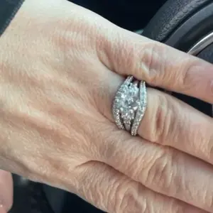 Zircon fashion three-piece ring I love you English letter ring for women and men suitable for engagement wedding party jewelry