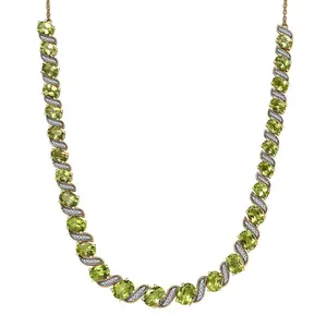Peridot and White Zircon 19.80 ctw Vine of Light Necklace in 18K Vermeil Yellow Gold Over Sterling Silver 18 Inches Christmas Gifts