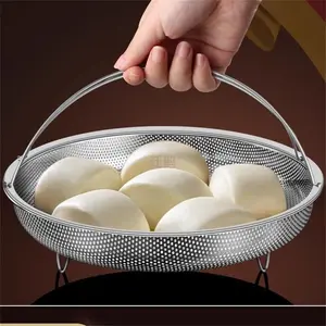 Stainless Steel Steamer Basket, Multifunctional Steamer Basket with Handle, Household Kitchen Cookware Accessories for Steaming Vegetables, Modern Kitchen Accessories