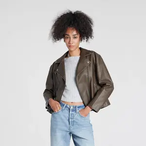 Women's Faux Leather Biker Jacket - Wild Fable Gray L