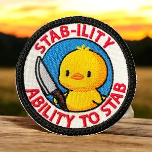 Dark Humor Funny Stab Chick Embroidered Patch - 3.71" x 3.72", Iron-On, Hook-On, Sew-On Application - Stylish Embroidery Sewing Accessory with Humorous Detail for Jackets, Hats