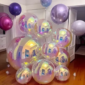 7pcs Iridescent Foil Round Balloons Set, Balloon Decorations Kit, Including 22 Inch 1pc, 12 Inch 3pcs, 10 Inch 3pcs, 4D Spherical Balloons Perfect for Wedding, Birthday, Valentine's Day, Anniversary, Graduation Party Decoration Supplies