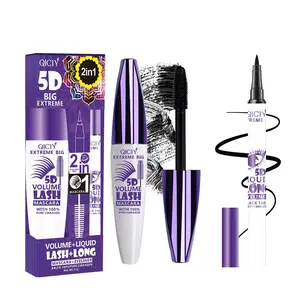 5D Mascara and Eyeliner Makeup Set, Long Lasting Waterproof Smudge Proof, Perfect for Beginners, Creates Dense Big Eyes