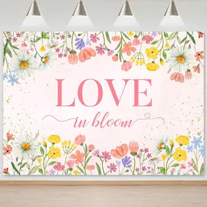 Love in Bloom Bridal Shower Decorations Wildflower Wedding Shower Backdrop  Love in Bloom Engagement Party Background Spring Floral Wedding Bachelorette Party Decorations Supplies 7x5ft