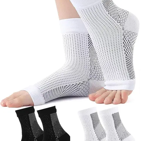 2 Pairs Compression Foot & Ankle Brace Socks- stance  socks Plantar Fasciitis Relief Brace, Foot Support for pain Women & Men - Tendonitis & Arthritis Feet Sleeve, Stabilizing Wrap