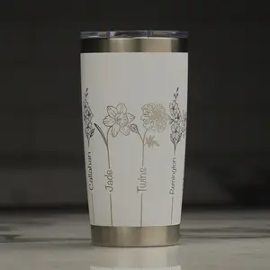 Birth Month Flowers Mom Grandma Nana Personalized Full Wrap 20oz YETI, 20oz Custom Engraved Tumbler, GrandKids Tumbler, Mothers Day Gift