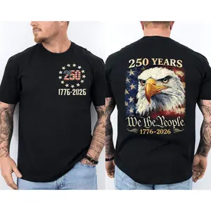 250 Years America Patriotic USA Flag 250th Anniversary 1776 2026 2 Sided T-Shirt