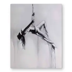 Begin Home Decor C1MP1620YAS8SC 16 x 20 in. Dancer On Aerial Contortion Wall Art - White Livingroom Metal Print