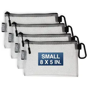 Air Production Small Clear Zipper Pouch (4-Pack) -  Organizer & Travel Gear Bag for Electronics, Camera Accessories, Tool Pouch & Small Tech Storage