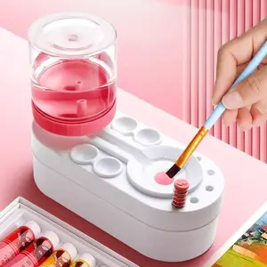 Automatic Brush Cleaning Device, 1pc Compact & Portable Design for Watercolor & Acrylic Paints - Greenish-White, Ideal for Artists, Variety of Styles,Brush and paintbrush cleaner, graffiti, paint and art painting palette, Travel Painting Supplies